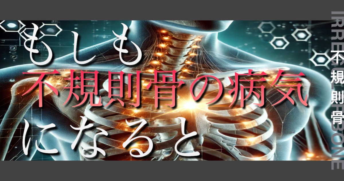 もしも不規則骨の病気になるとどうなってしまうのか？というテキストが書かれており人間の不規則骨が描かれている