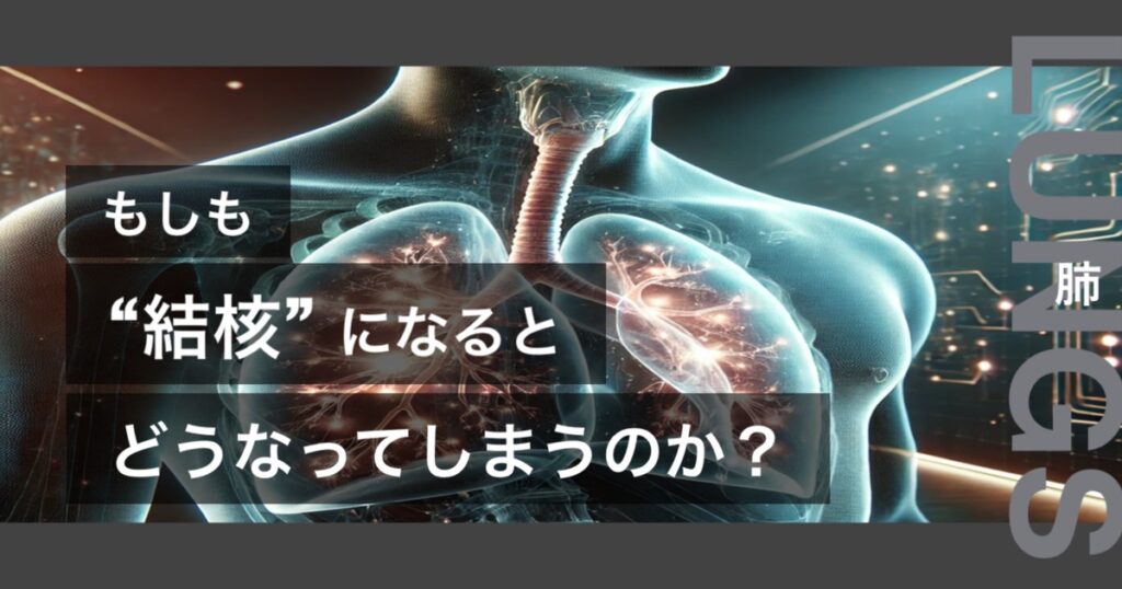 もしも結核になるとどうなってしまうのか？というテキストが書かれており人間の肺が描かれている